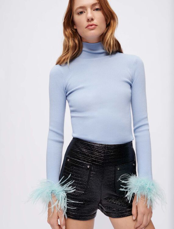 Turtleneck pullover with feathered cuffs - Pullovers - MAJE