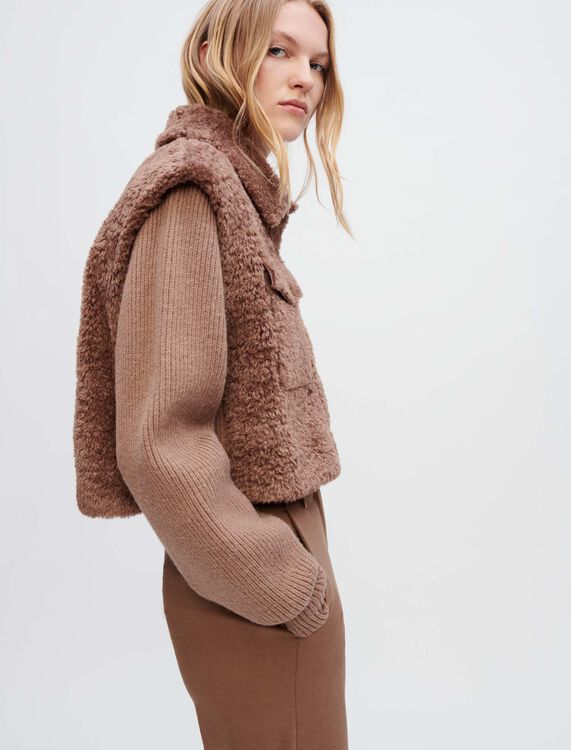 Faux fur and knit jacket - Blazers & Jackets - MAJE