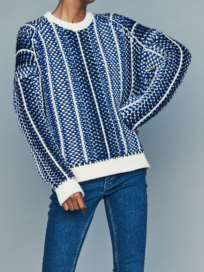 Maje Mina Monogram Jacquard Sweater