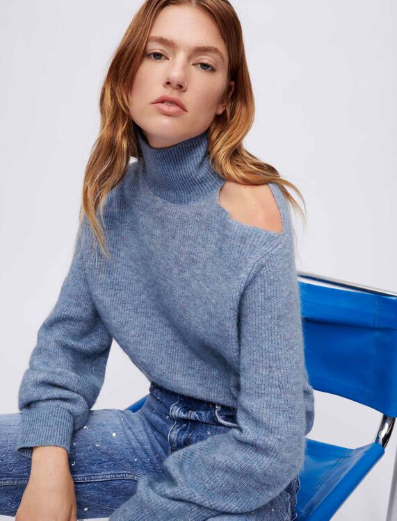 High-necked pullover with open shoulder - Pullovers - MAJE