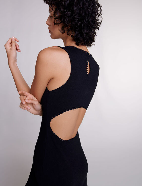 Cutaway knit maxi dress - Black dresses - MAJE