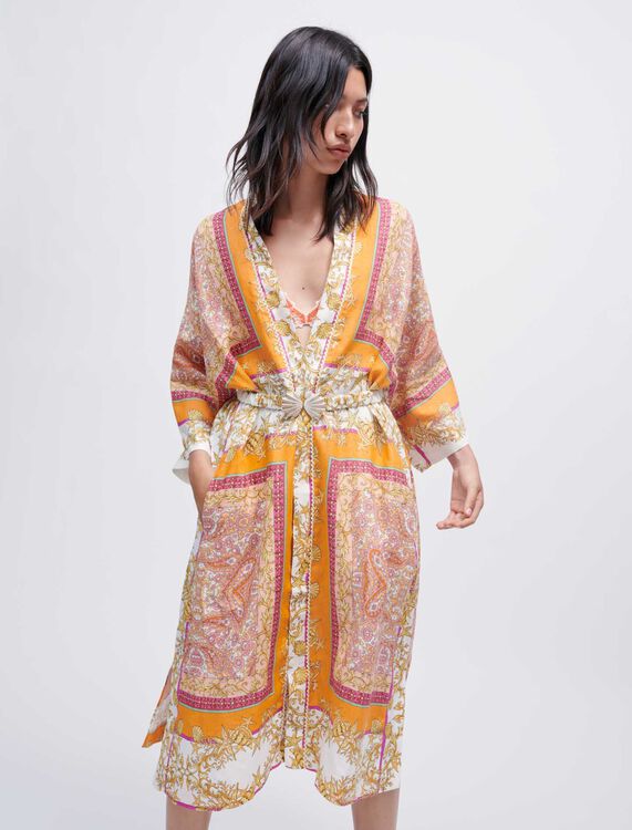 Kimono en lin imprimé foulard - Vestes & Blousons - MAJE