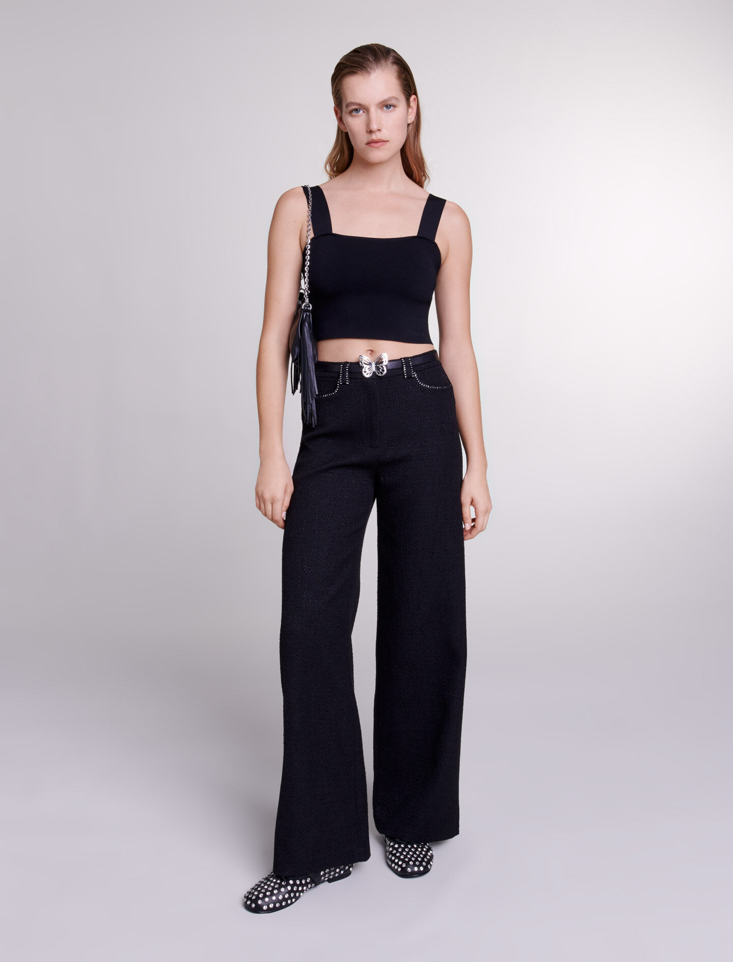 Tweed straight trousers - Woman | MANGO OUTLET Greece