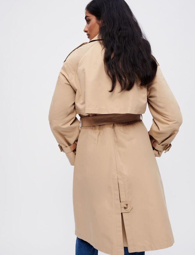 221GRENCH Belted trench coat with leather patches - Coats & Jackets ...