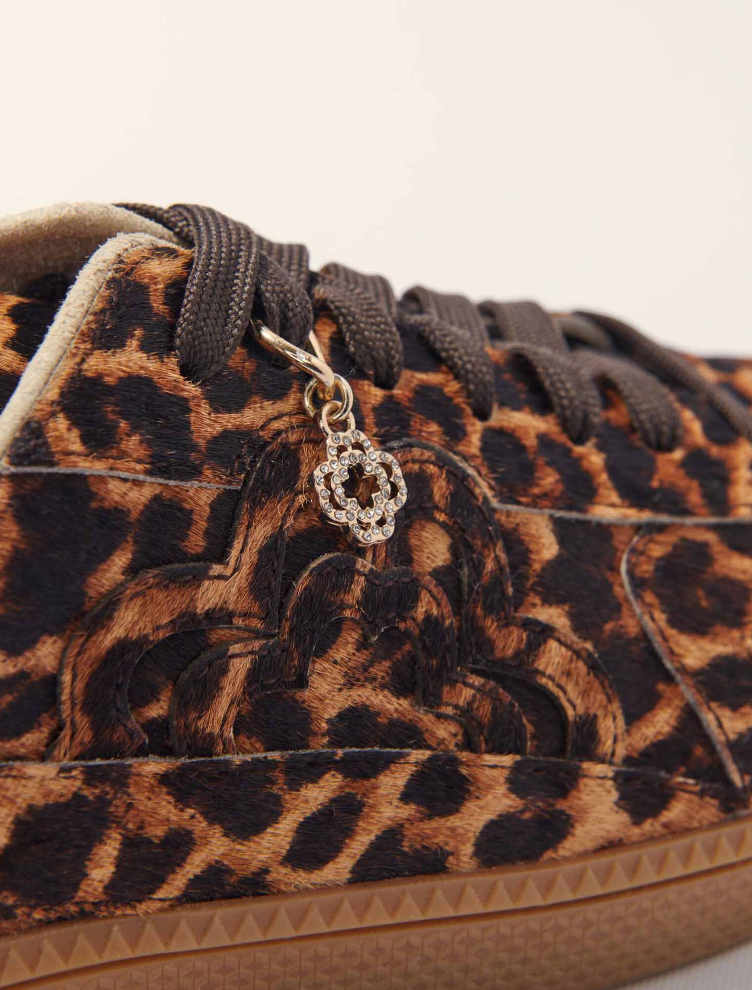 Leopard print leather trainers