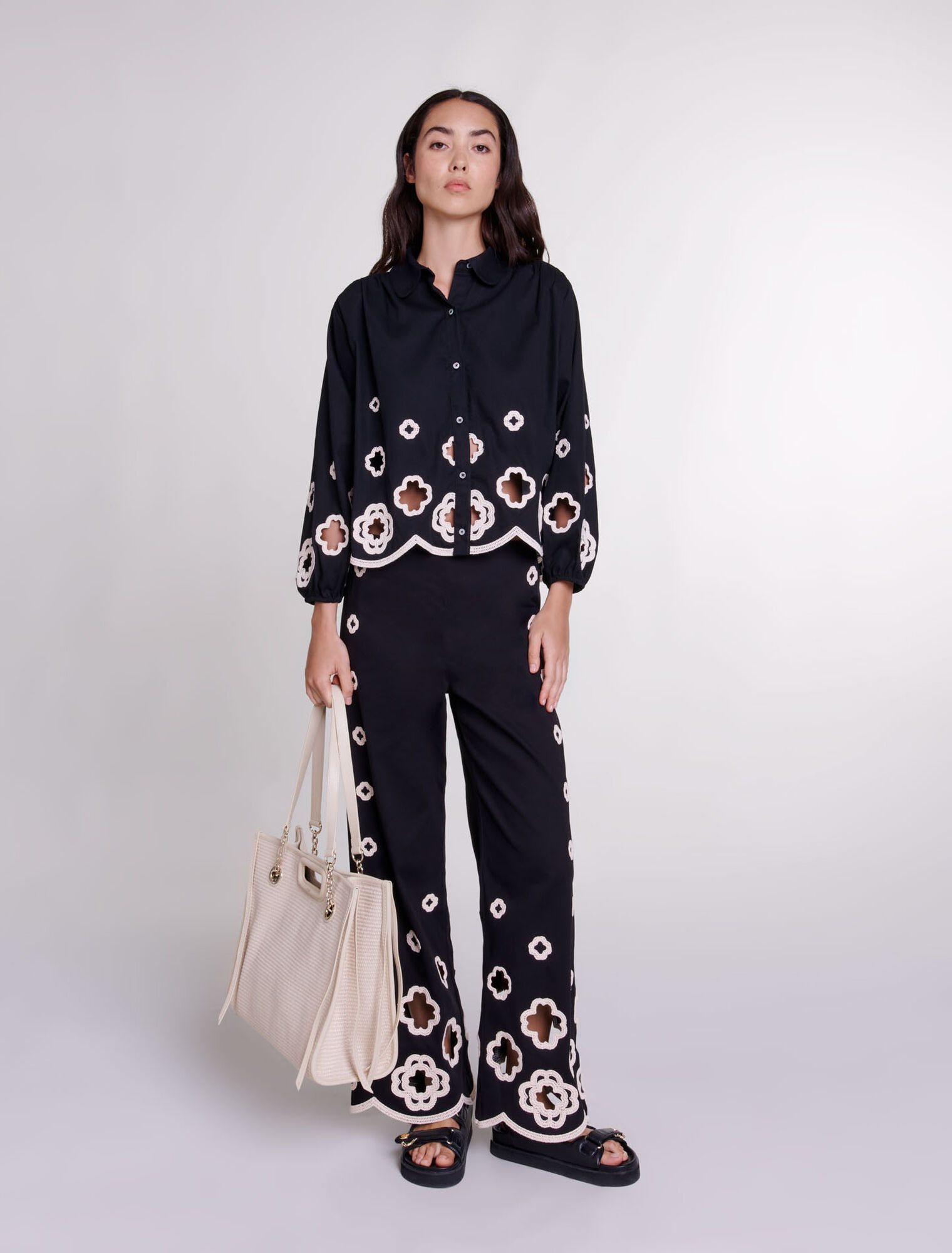 Pantalon large à crochet