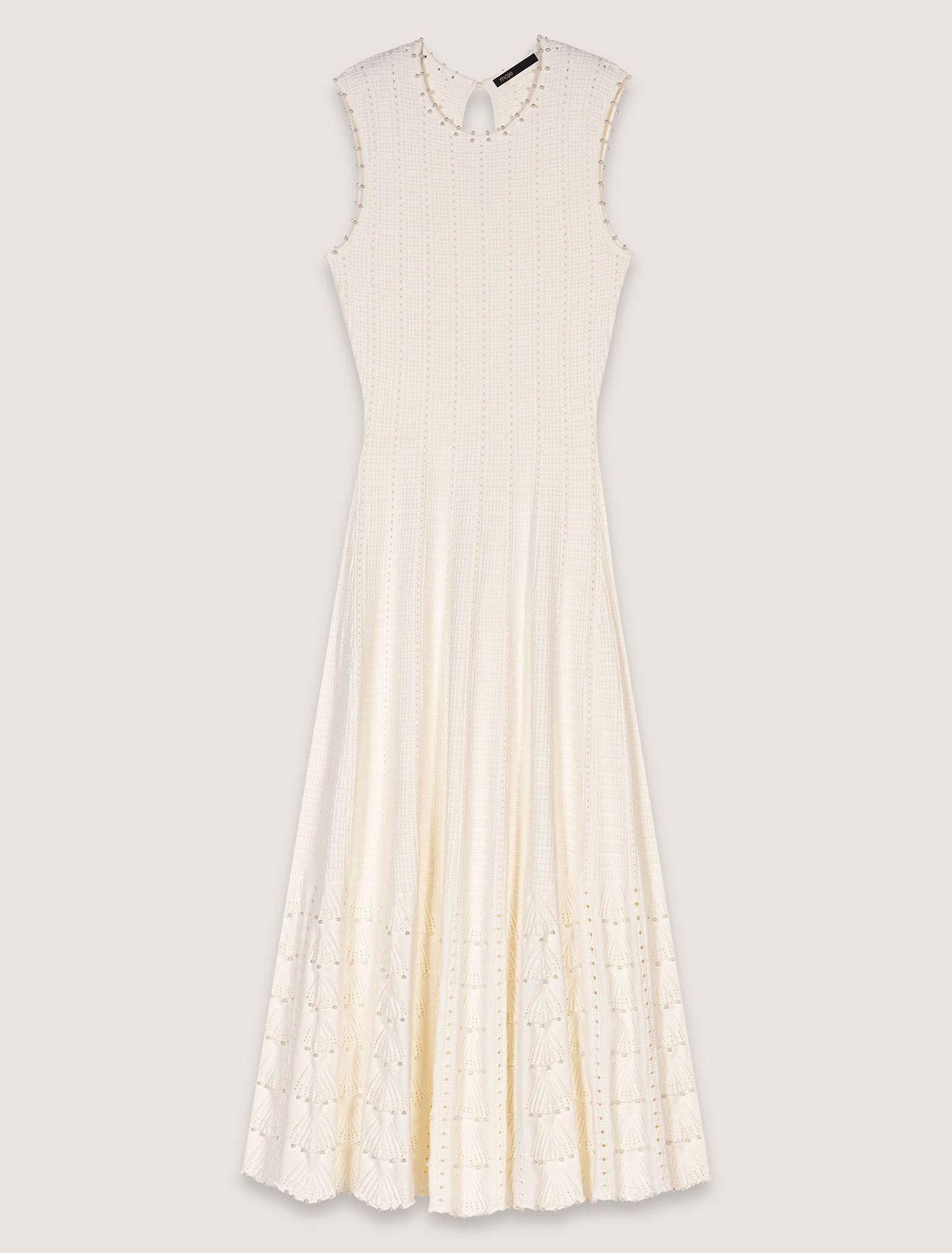 Robe en maille pointelle perlée