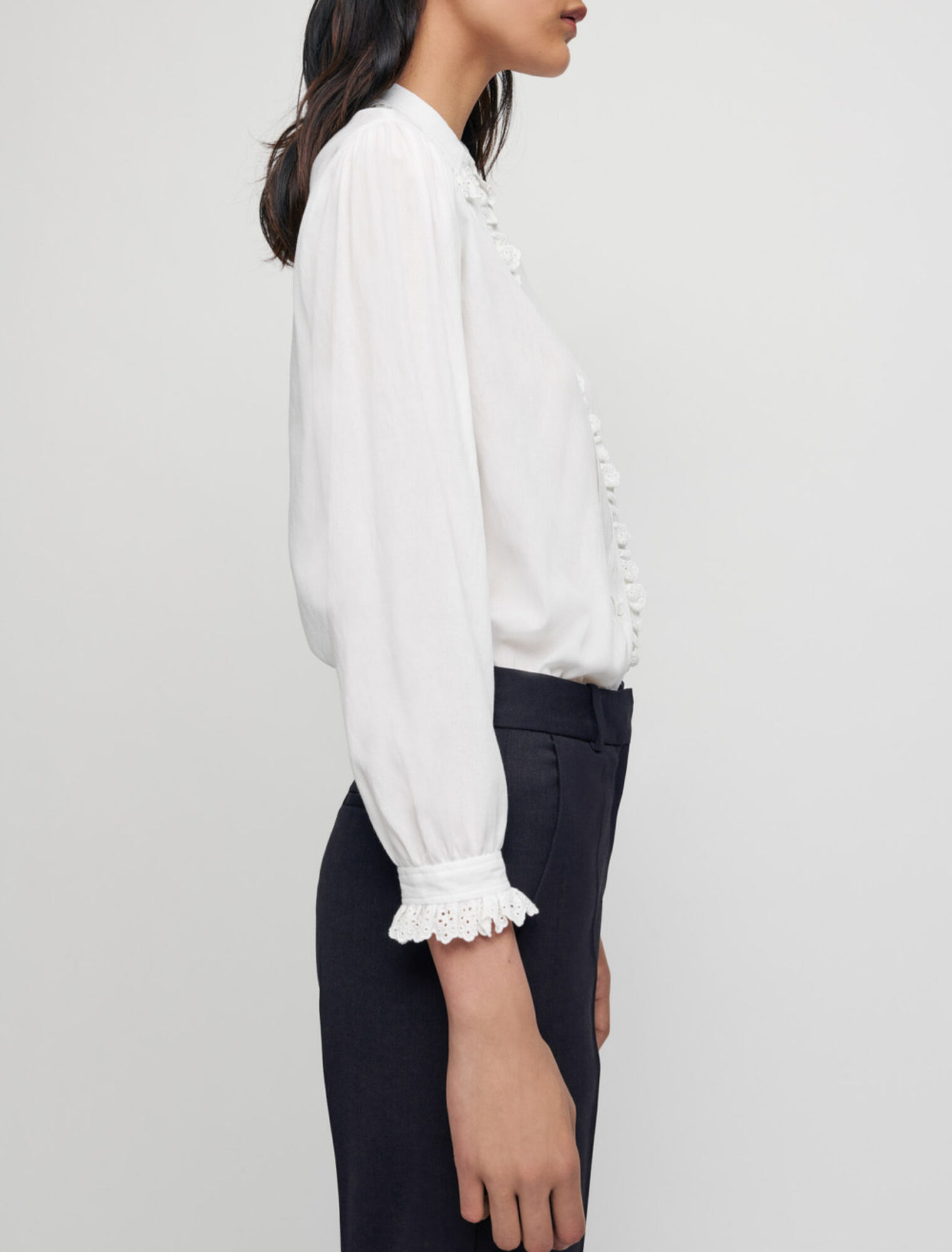 Chemise blanche en voile à col claudine