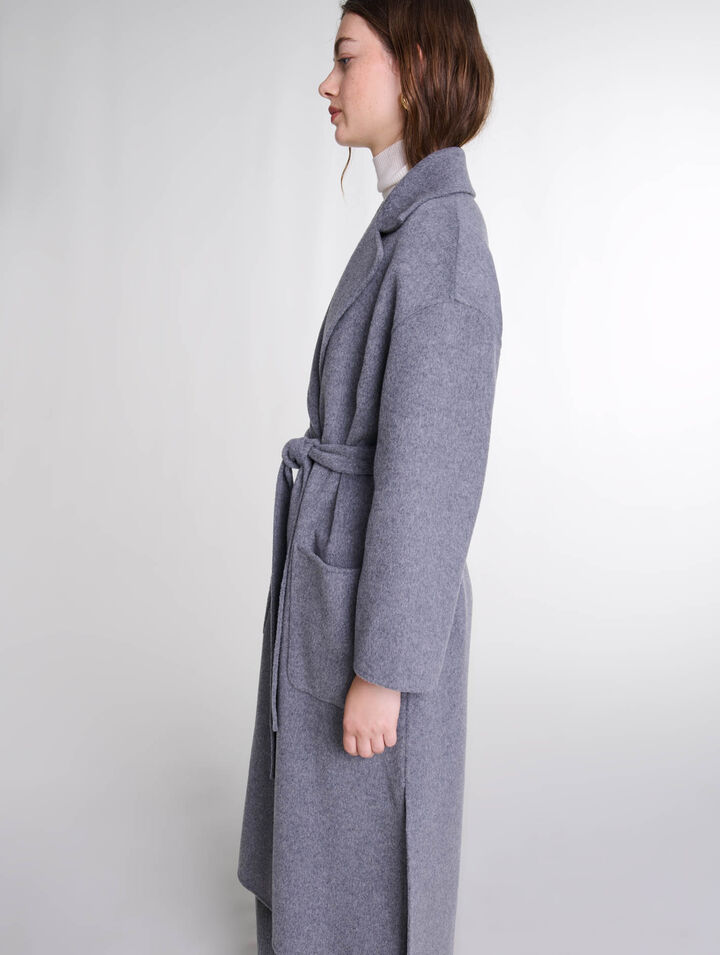 Manteau long double face ceinturé