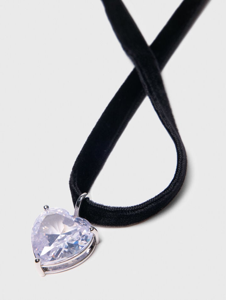 Collier coeur avec cordon velours