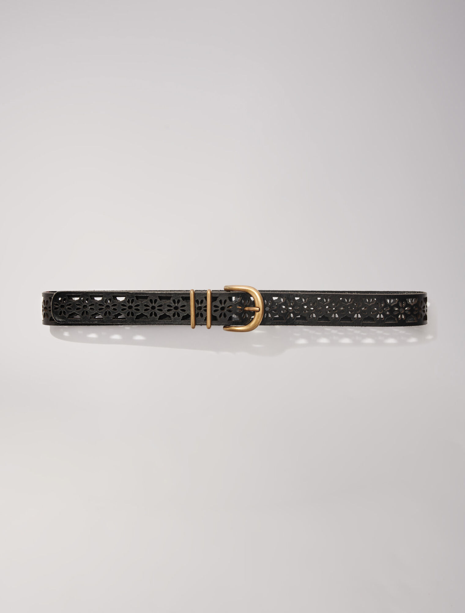 Ceinture en cuir détail fleurs