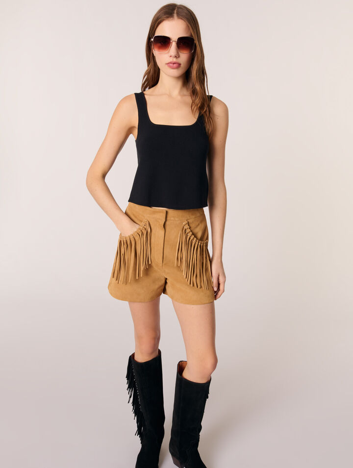 Short à franges en nubuck
