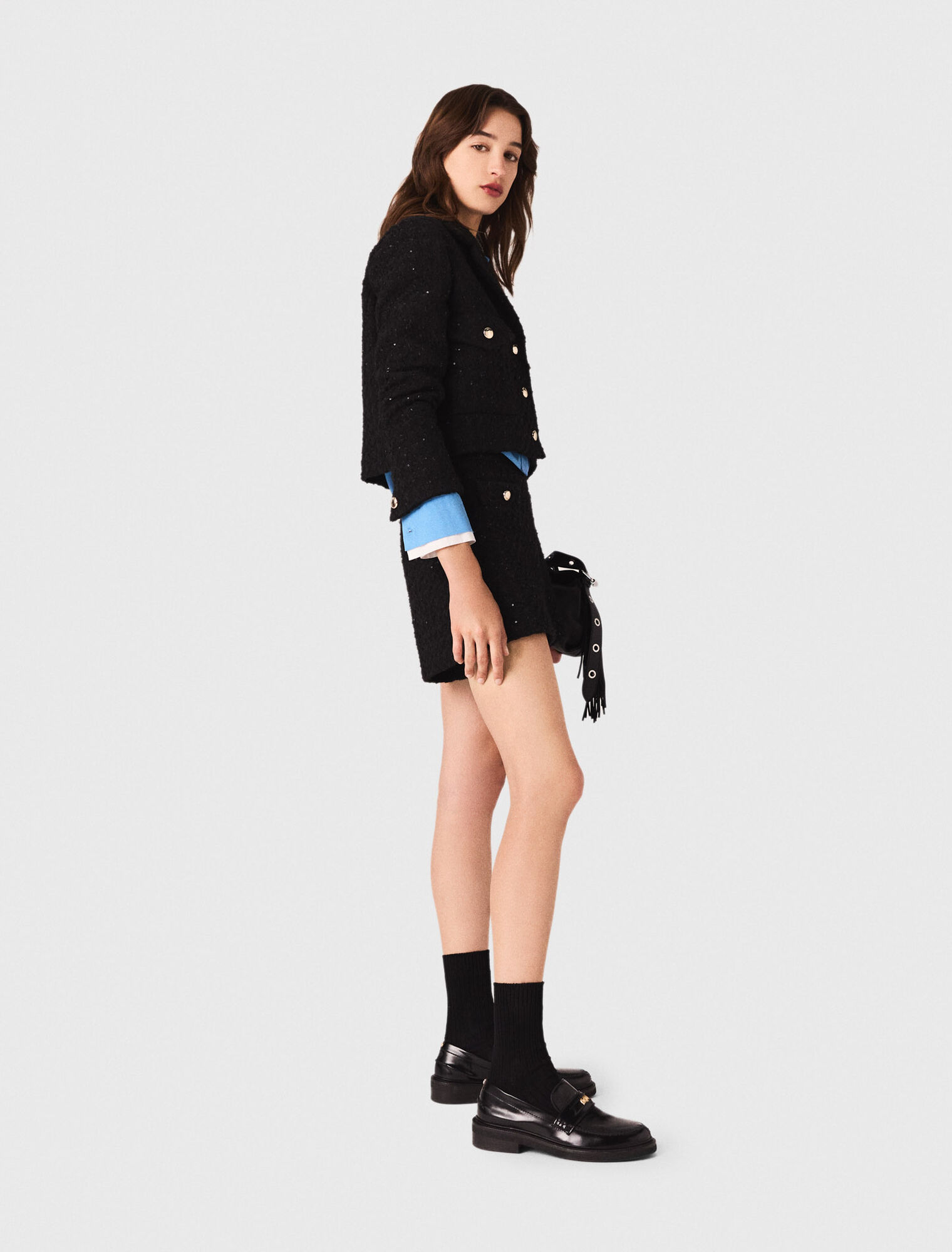 Veste courte en tweed strassé 