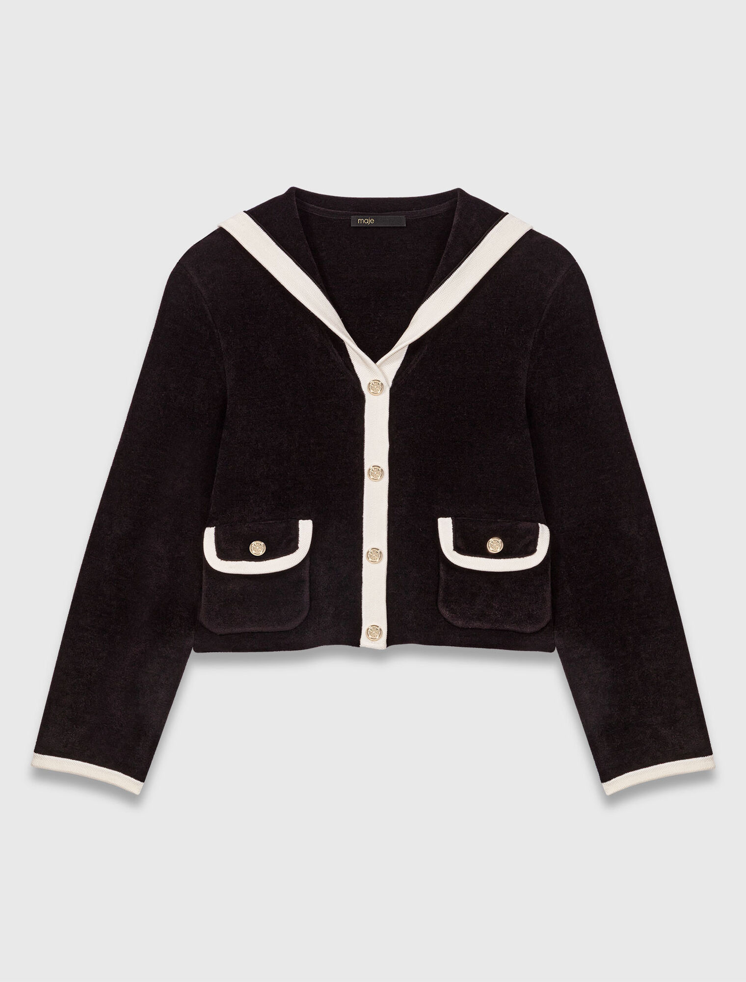 Velvet-effect cardigan