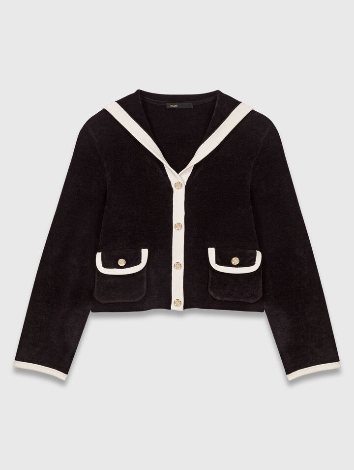 Velvet-effect cardigan