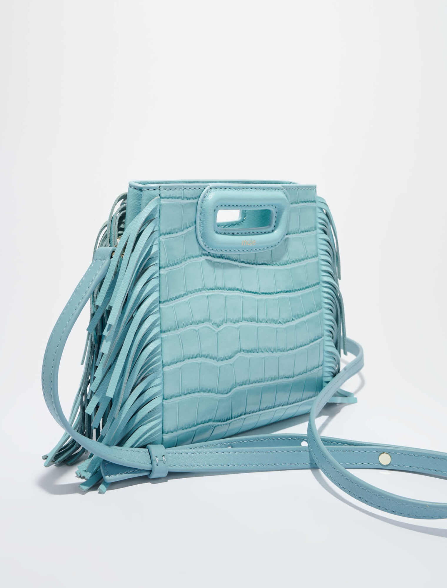 Mini embossed-leather M bag with chain