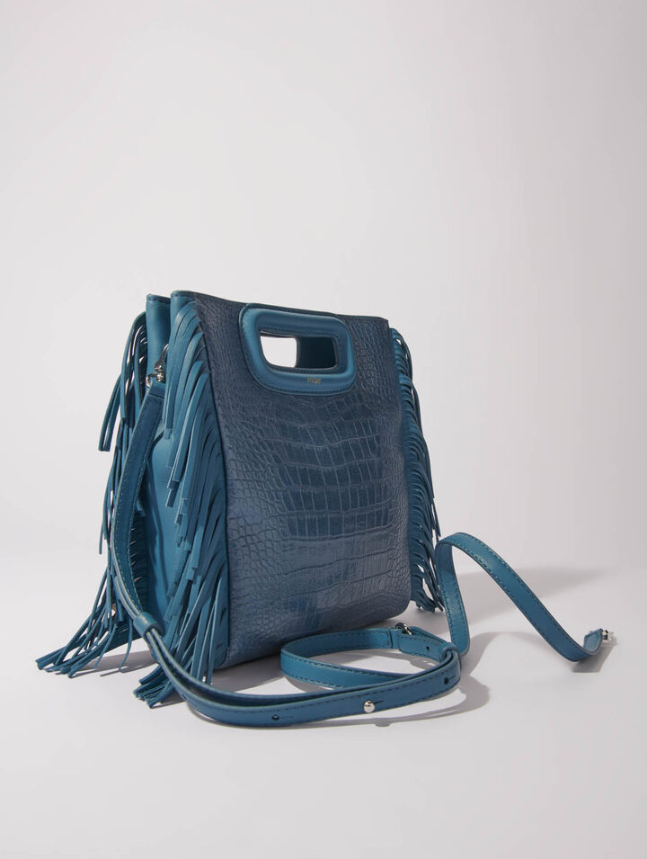 Sac M en cuir effet croco placé