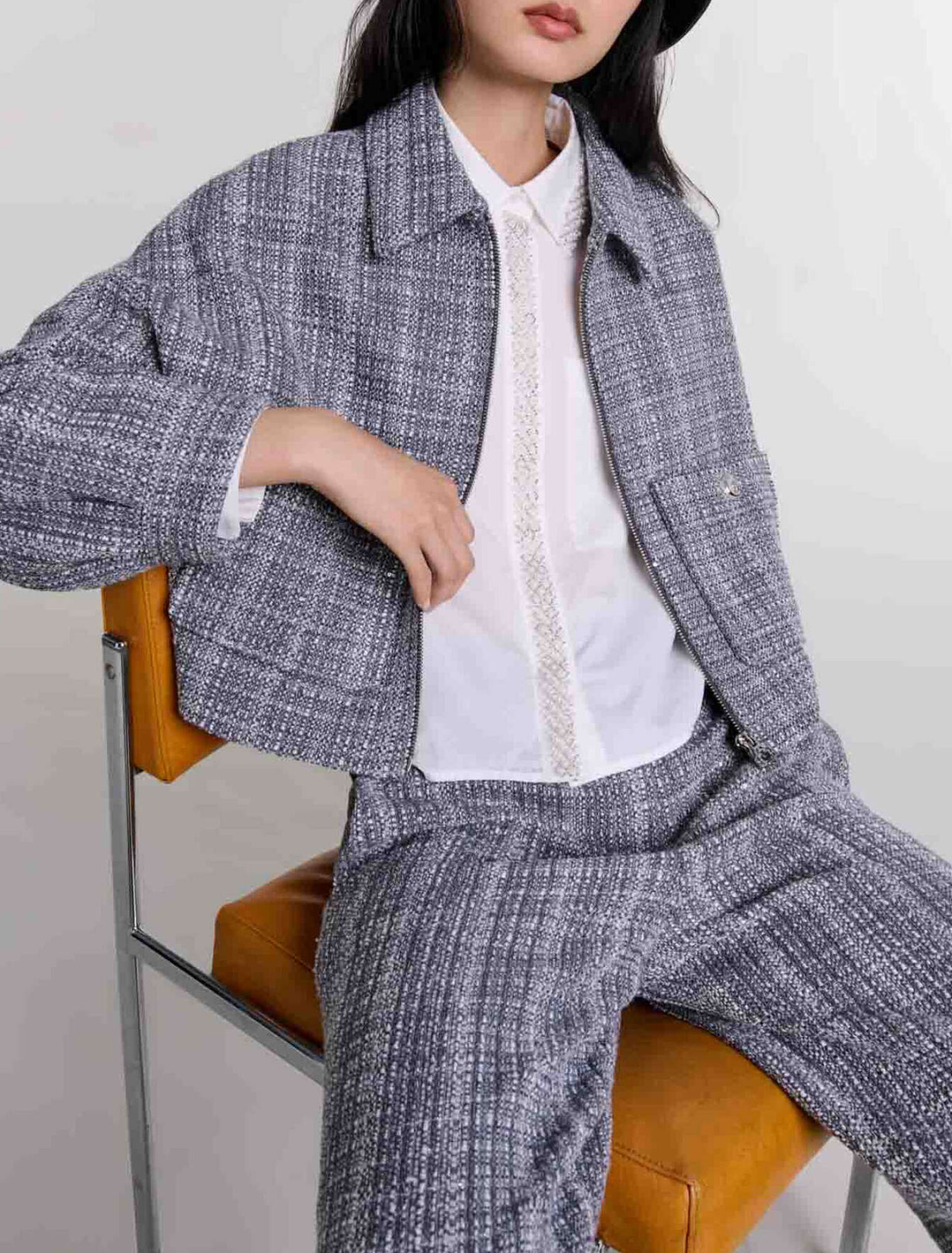 Blouson court en tweed