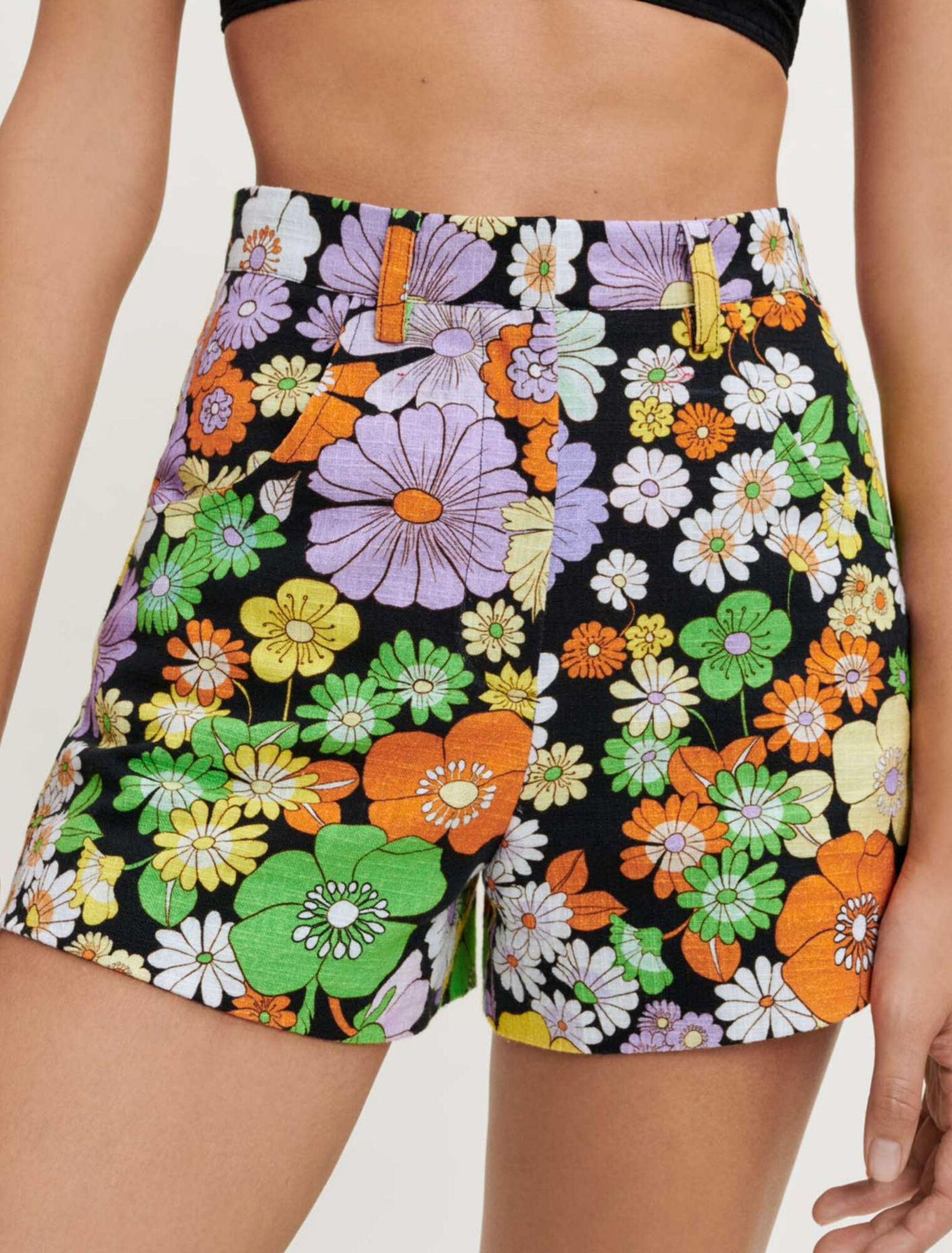 70's floral print shorts