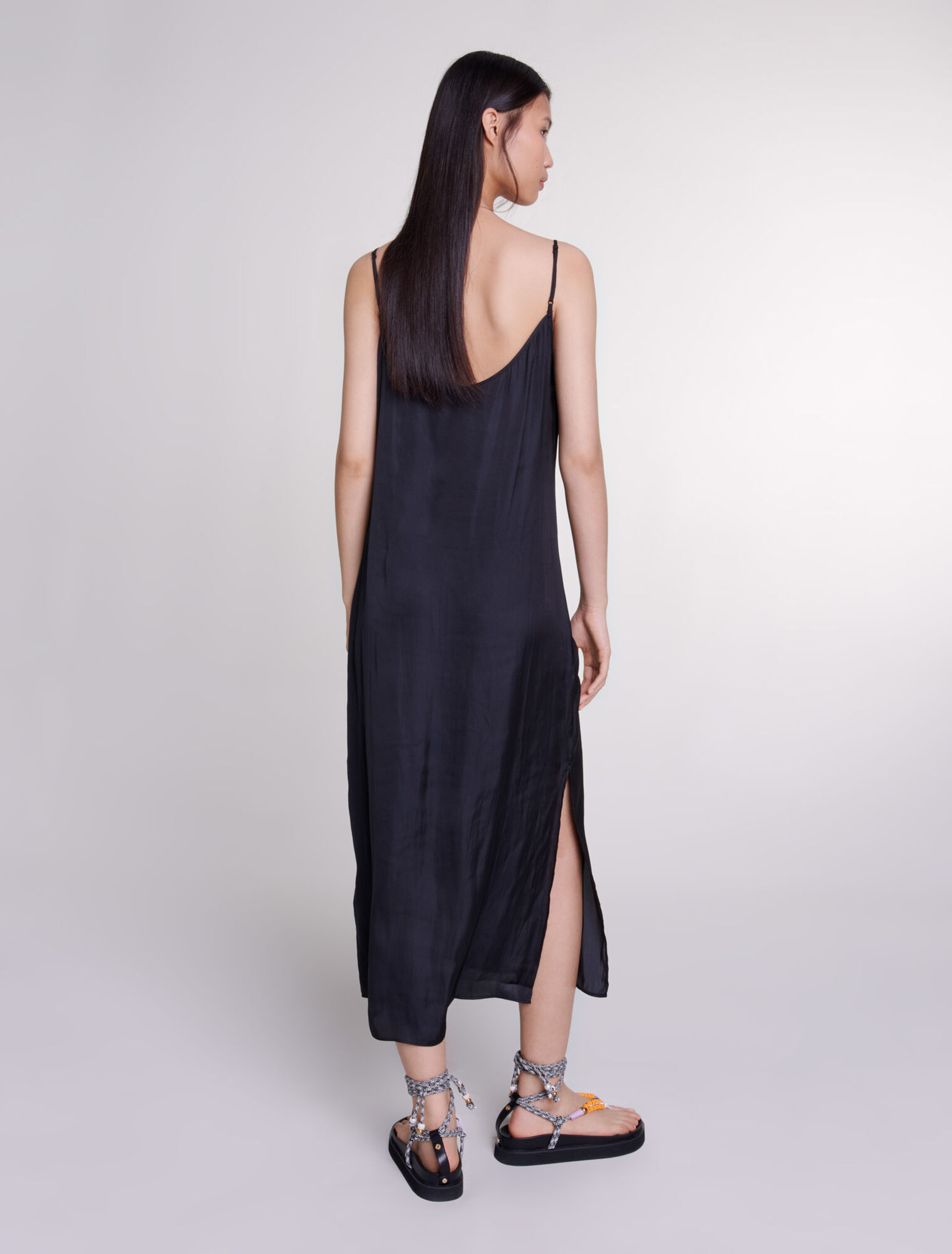 Robe longue satinée