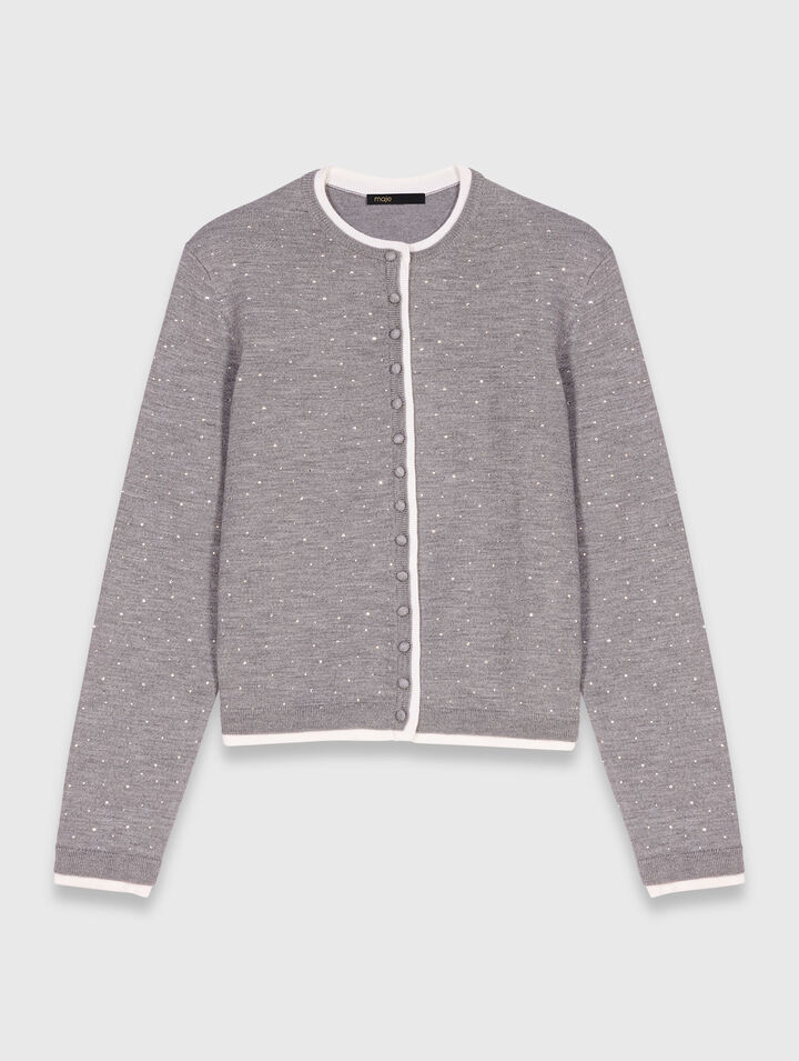 Cardigan 100% laine avec strass