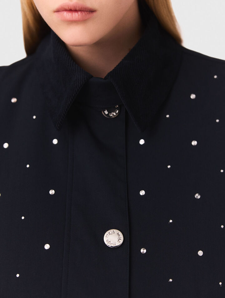 Veste courte col velours et clous