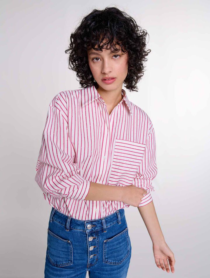 Chemise strassée à rayures
