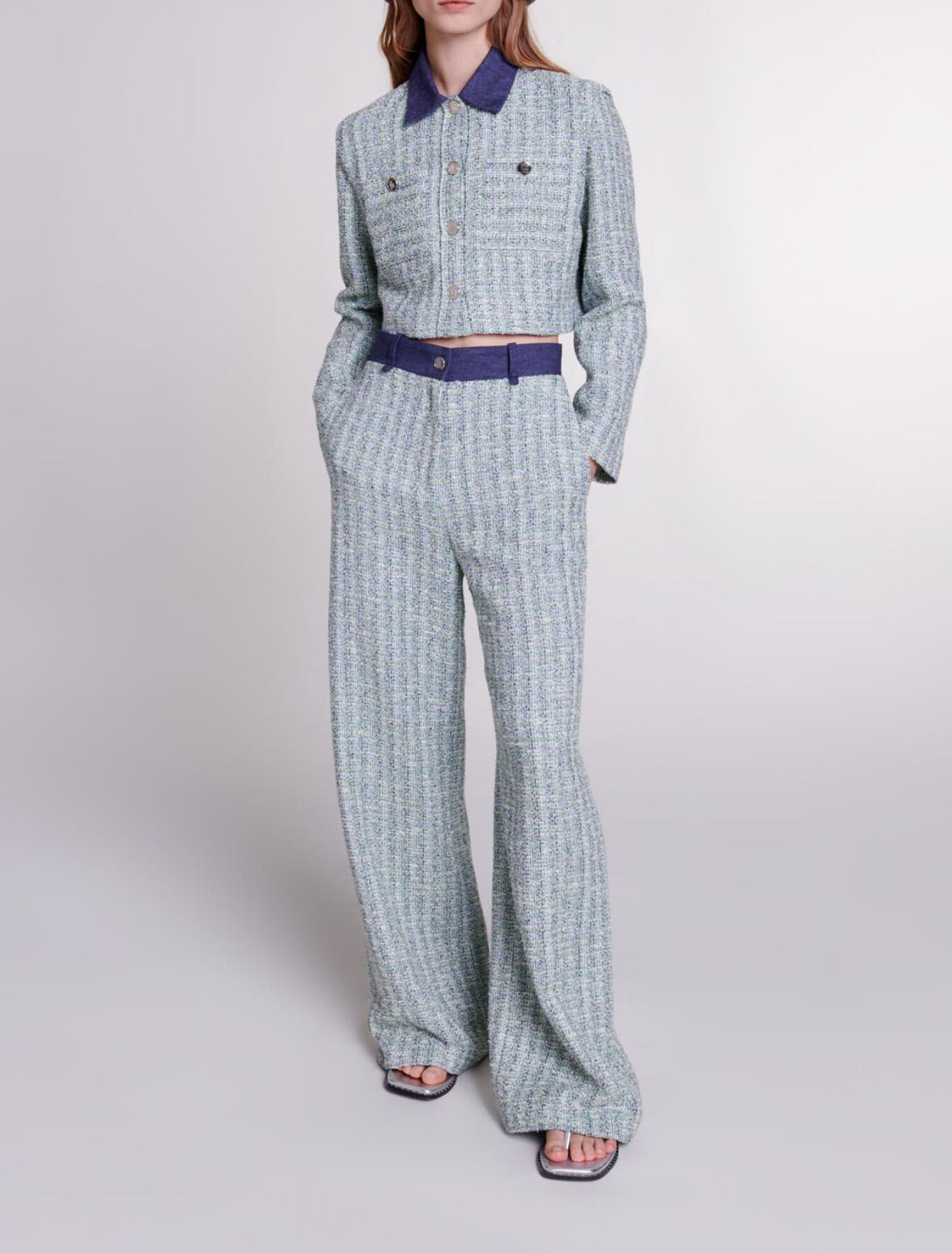 Pantalon large en tweed