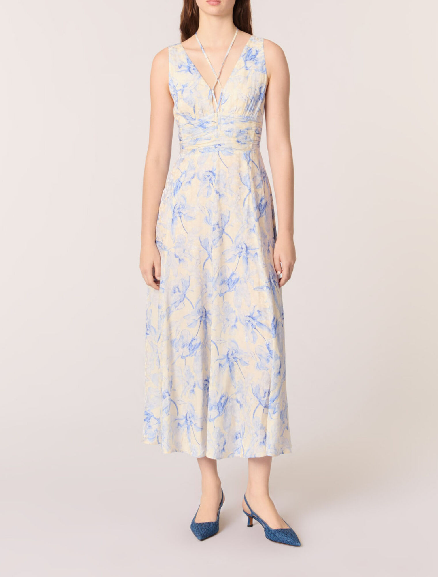 Patterned maxi dress with lacing