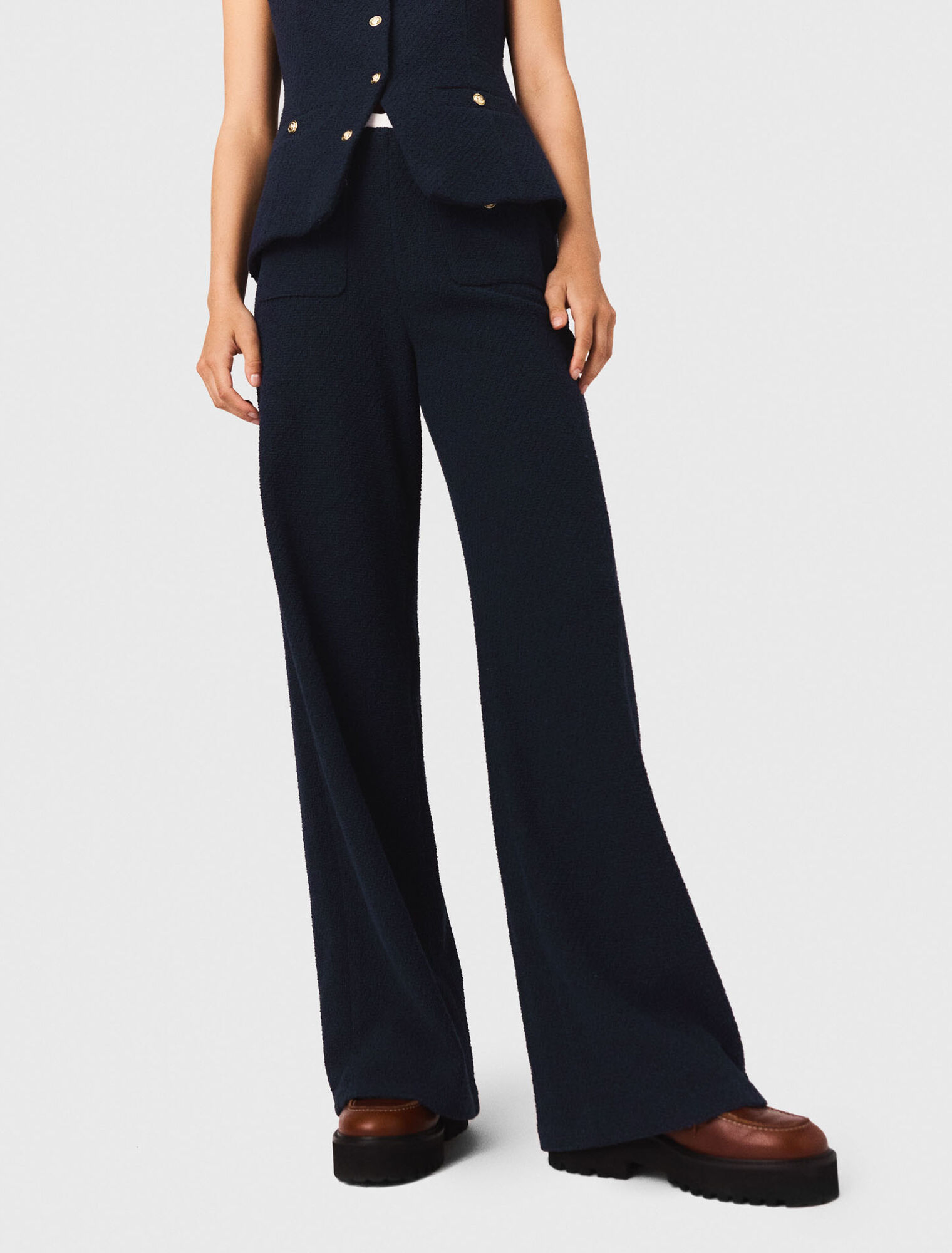 Pantalon droit en tweed