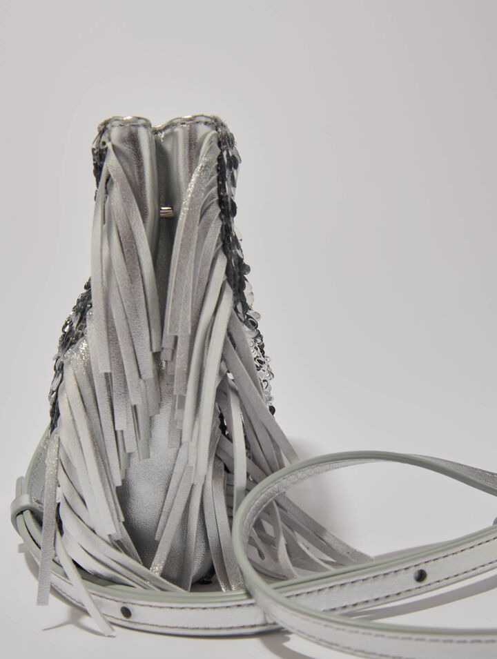 Sac M mini en sequins argents