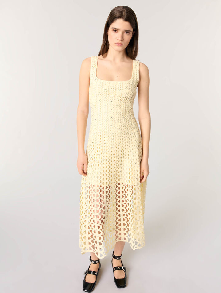 Robe midi en crochet strassé