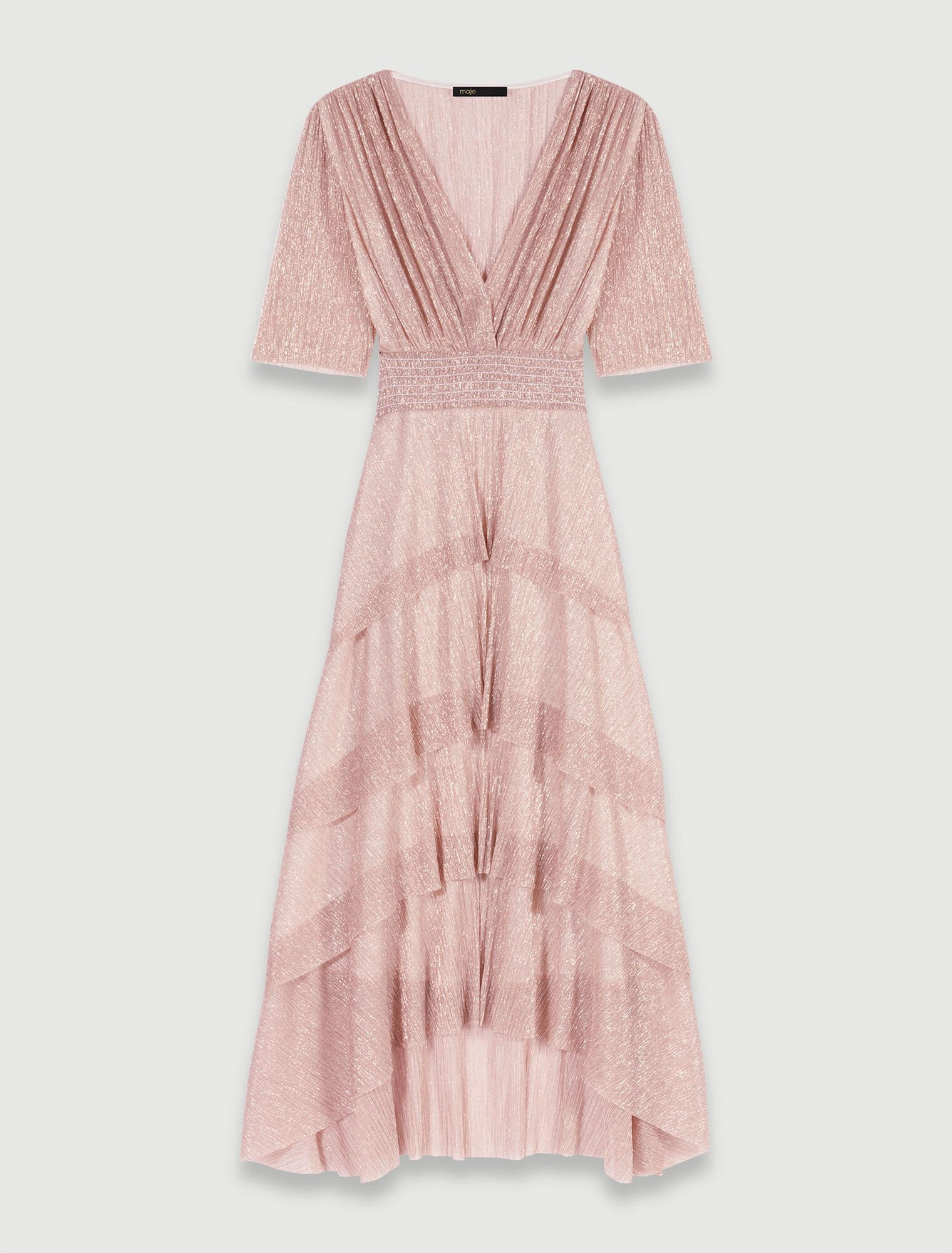 Robe longue lamée à volants
