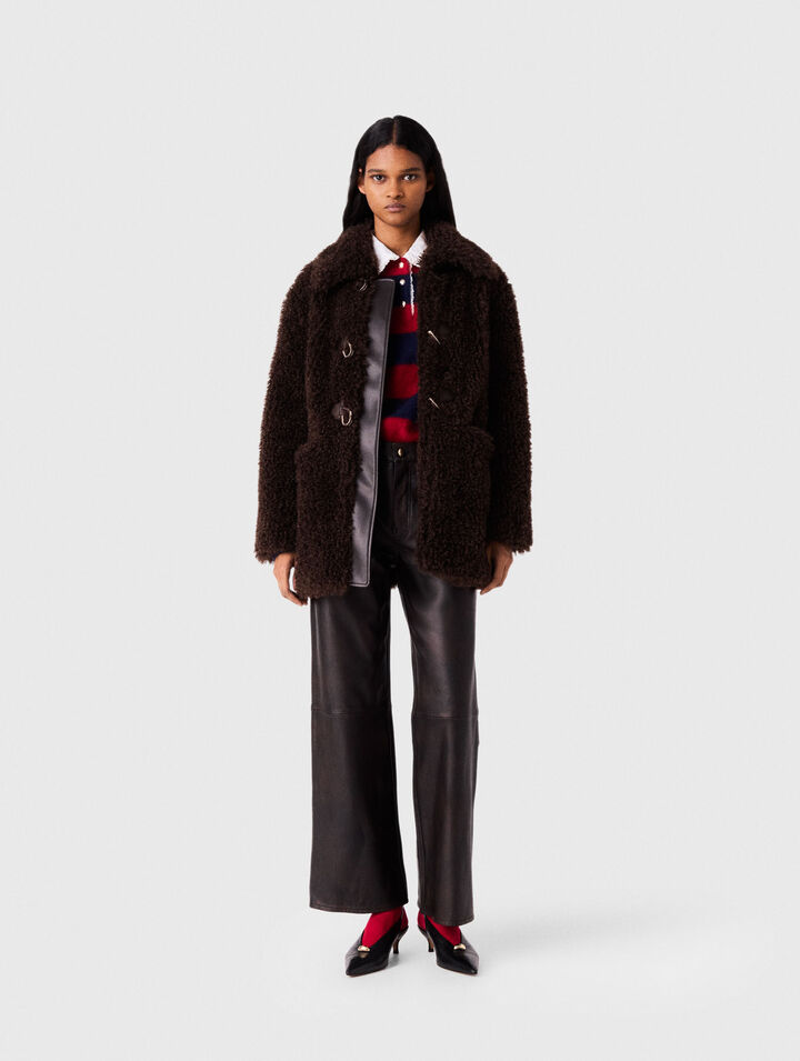 Mid-length faux fur coat