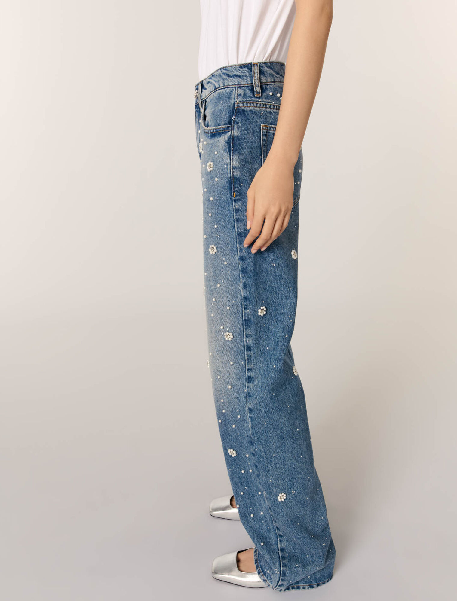 Jean large brodé