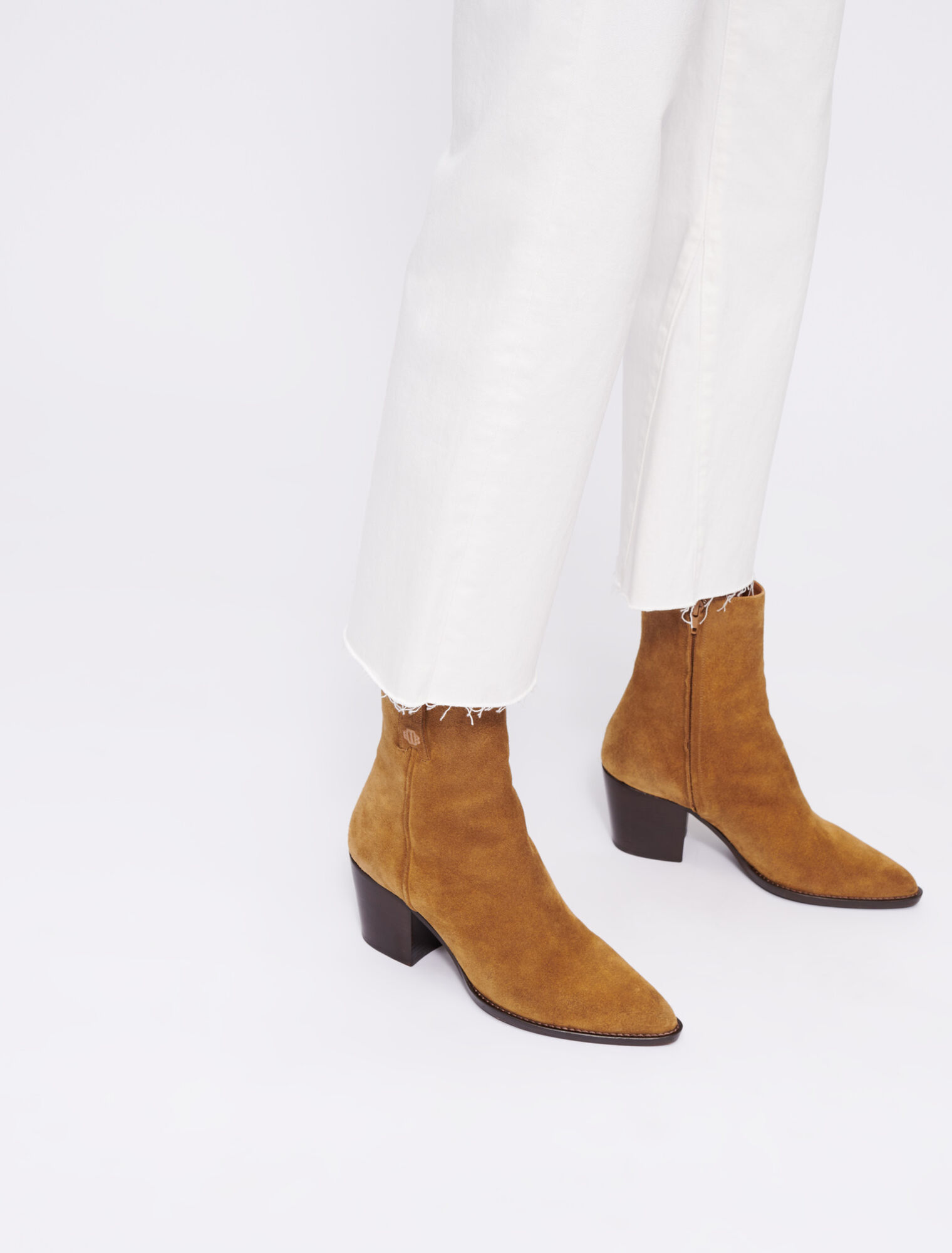Camel suede boots