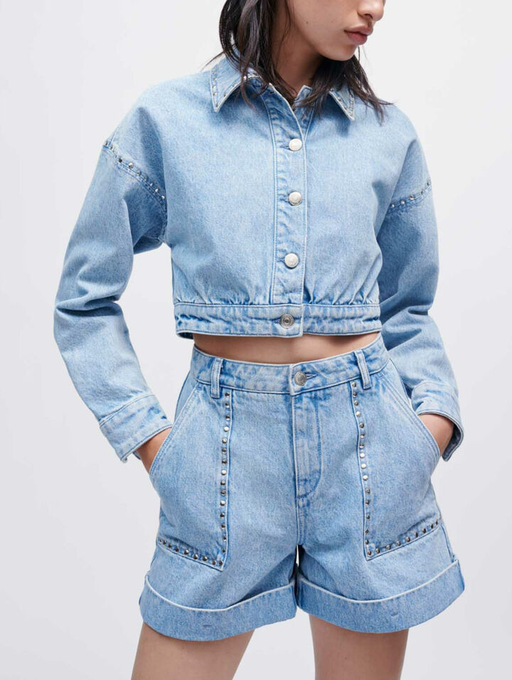 Denim jacket with studs