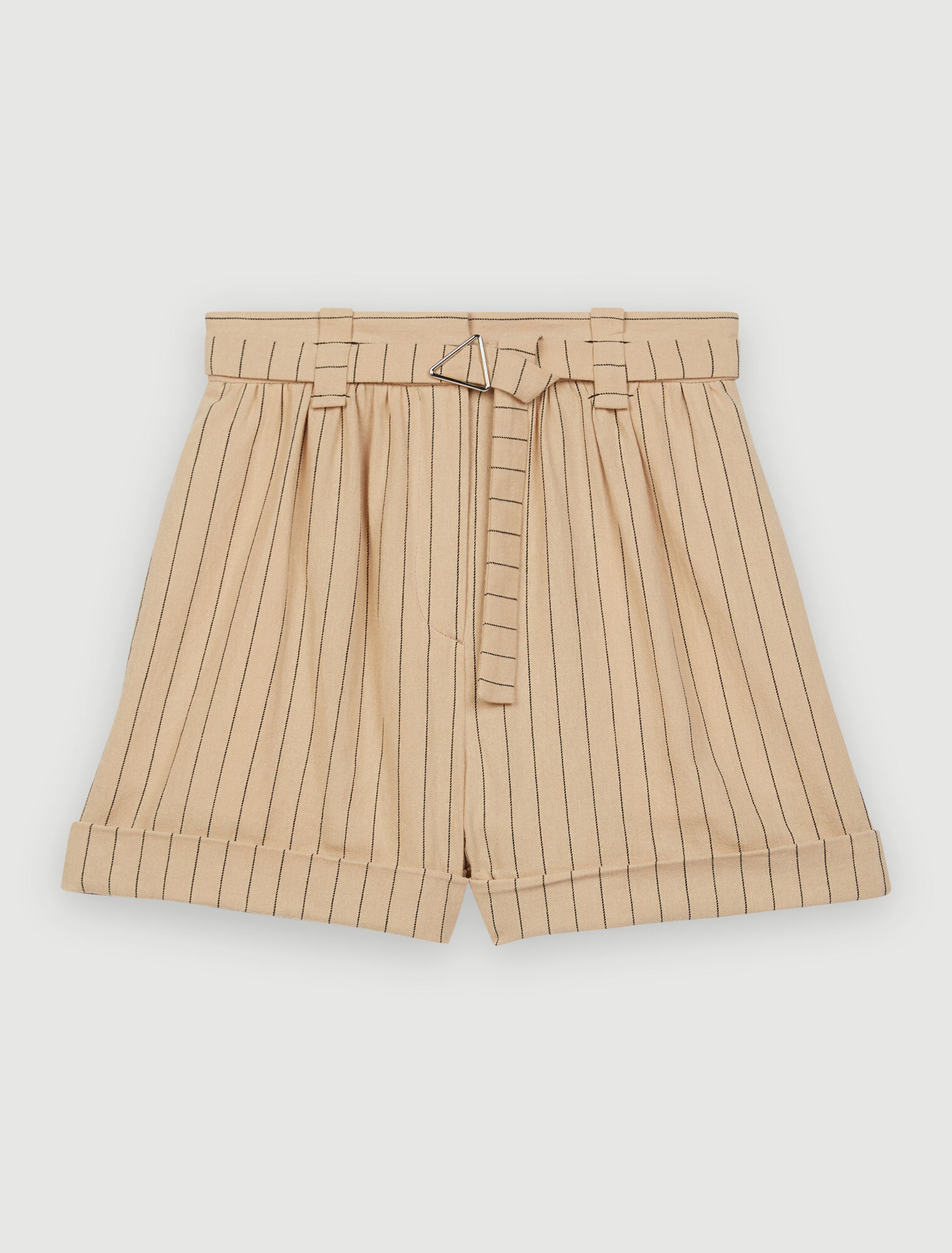 Belted striped shorts