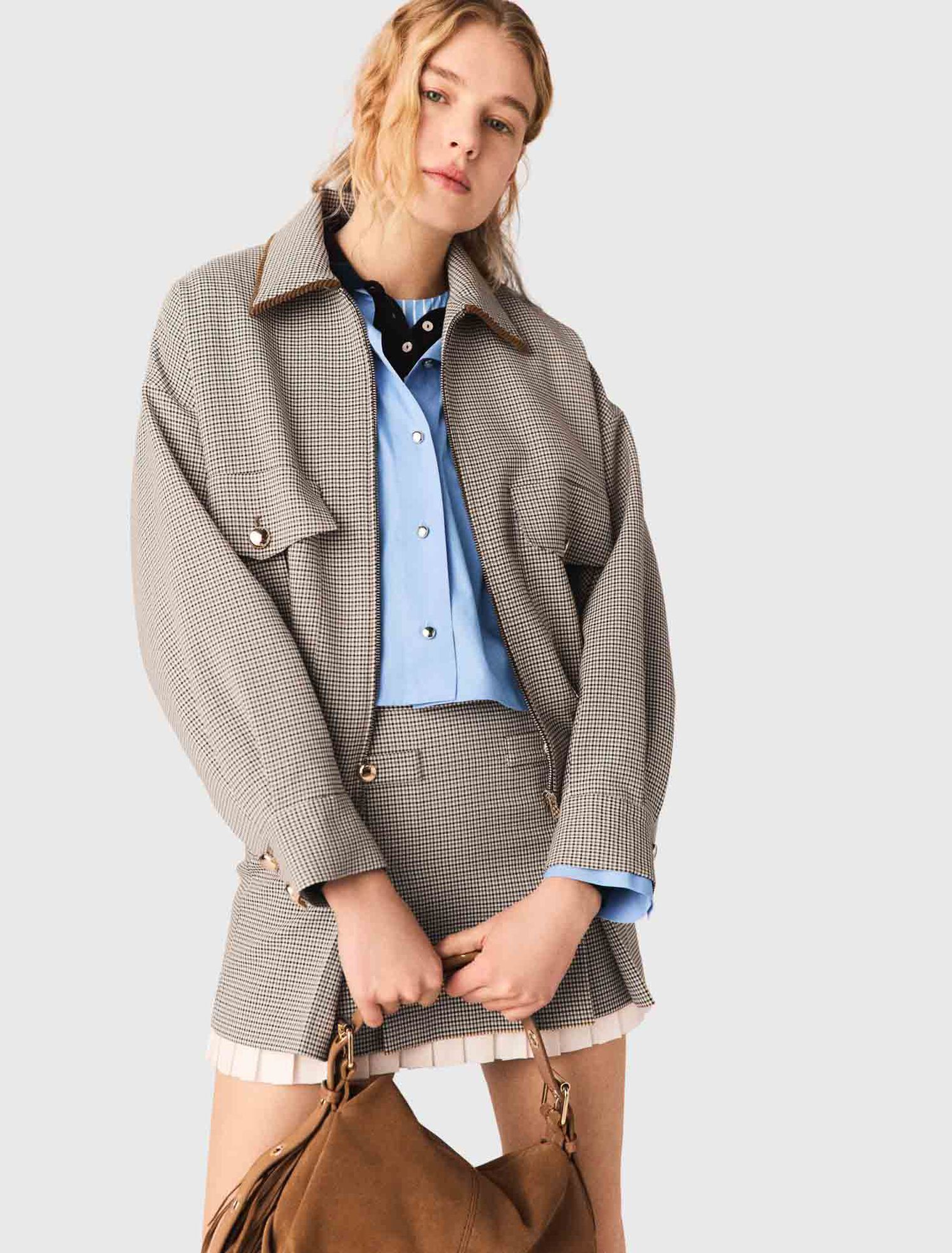 Blouson bomber &agrave; carreaux