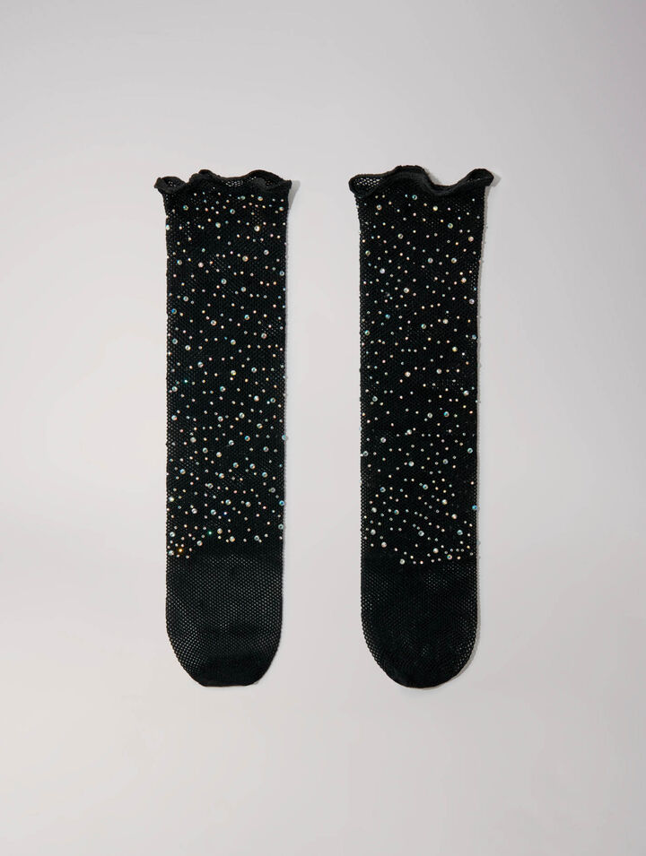 Chaussettes en résille à strass