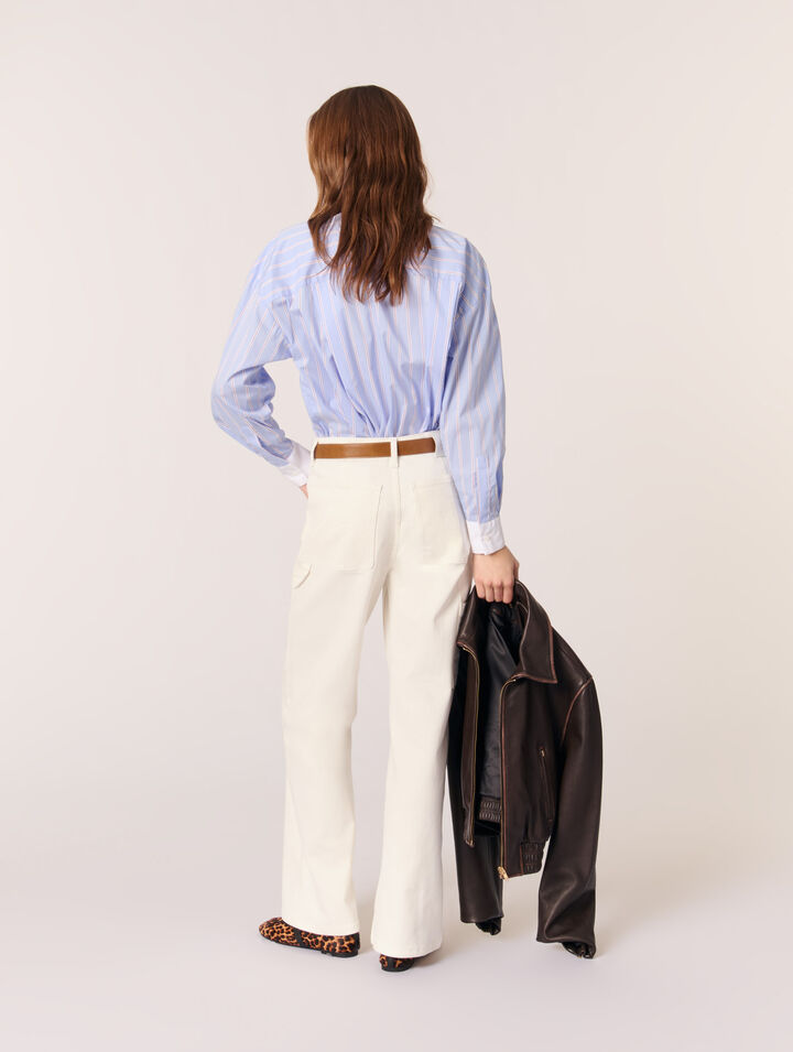 Striped shirt with beaded collar 