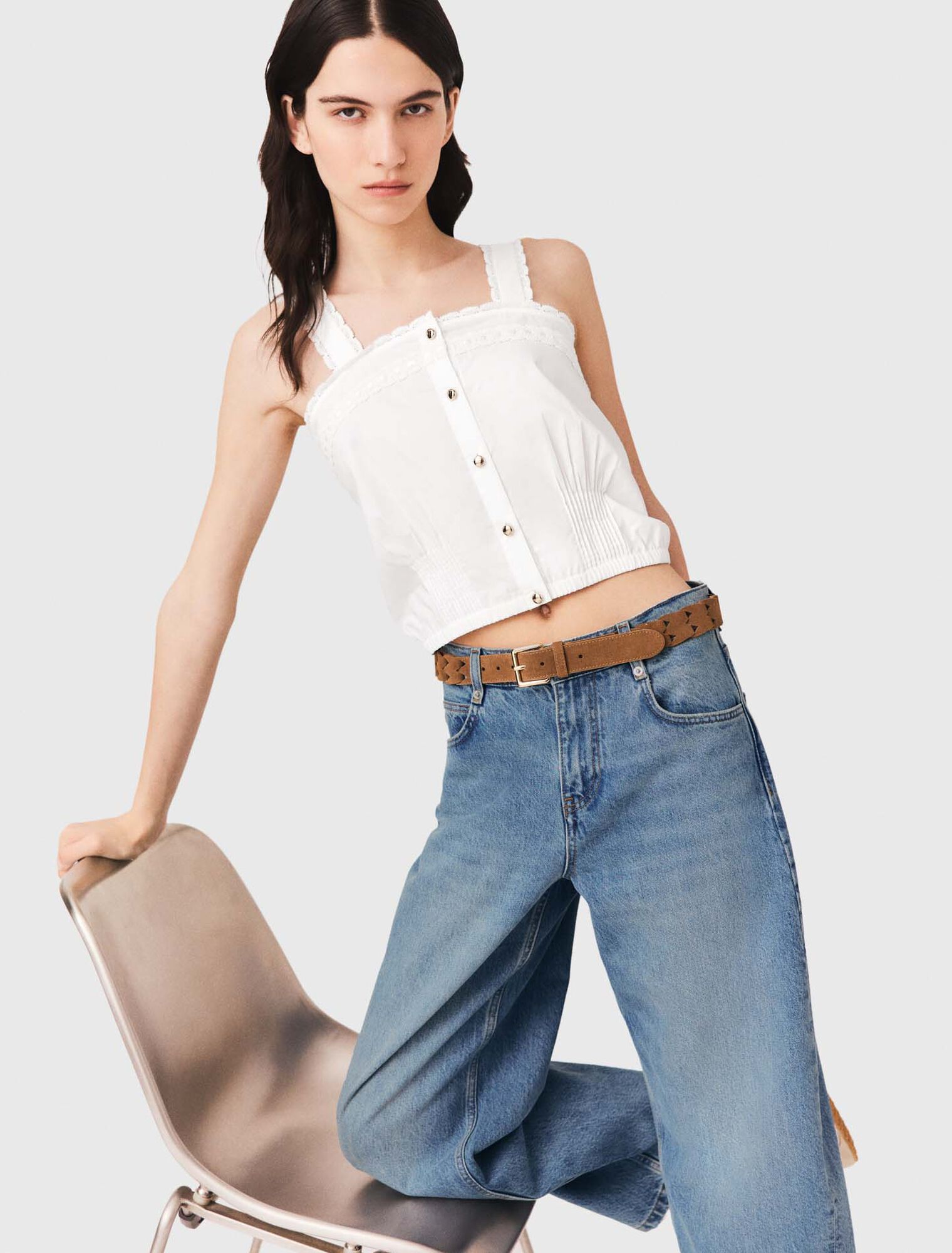 Crop top with lace trim