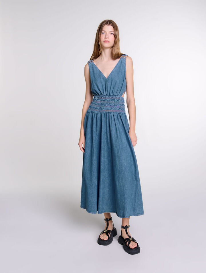 Cutaway denim maxi dress