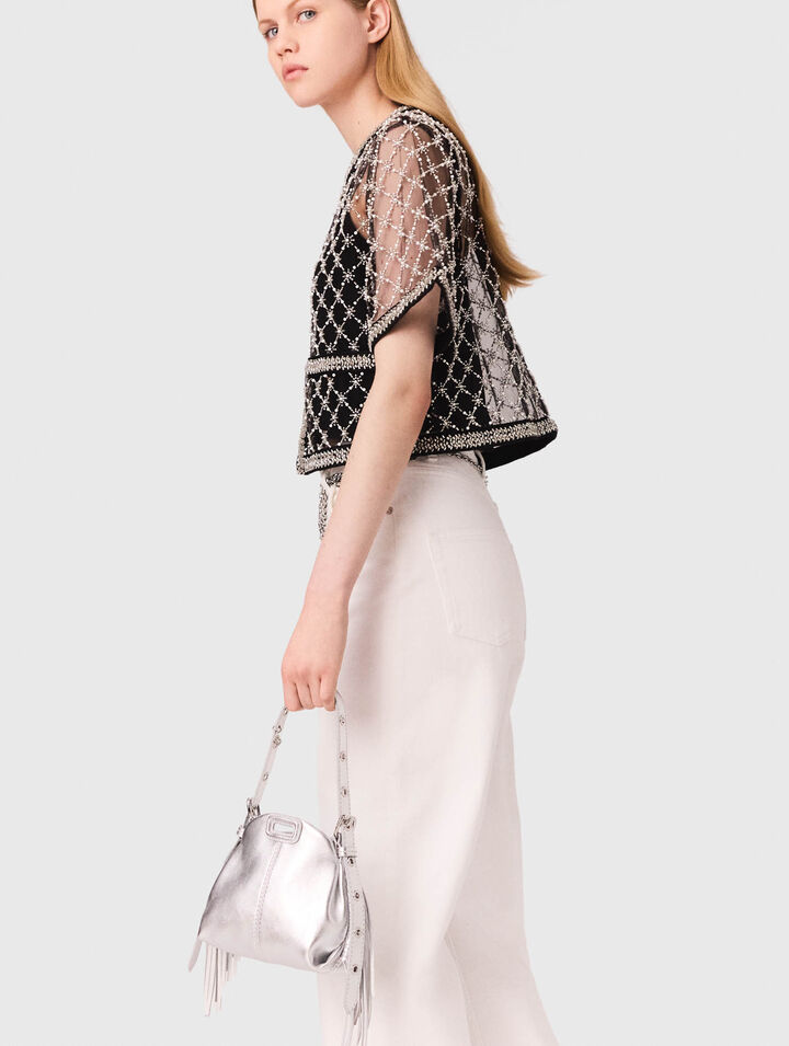 Embroidered tulle top