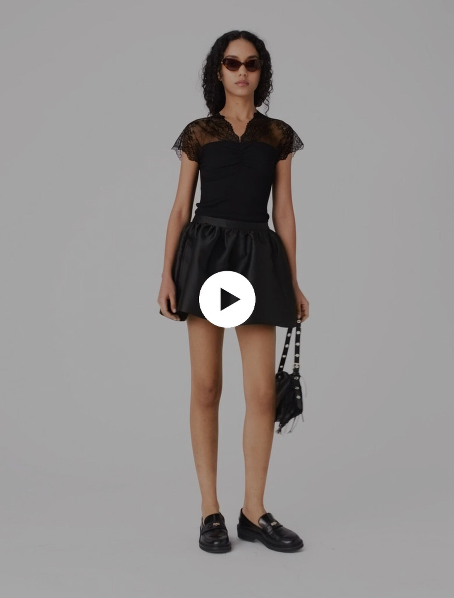 Top en jersey incrust&eacute; de dentelle