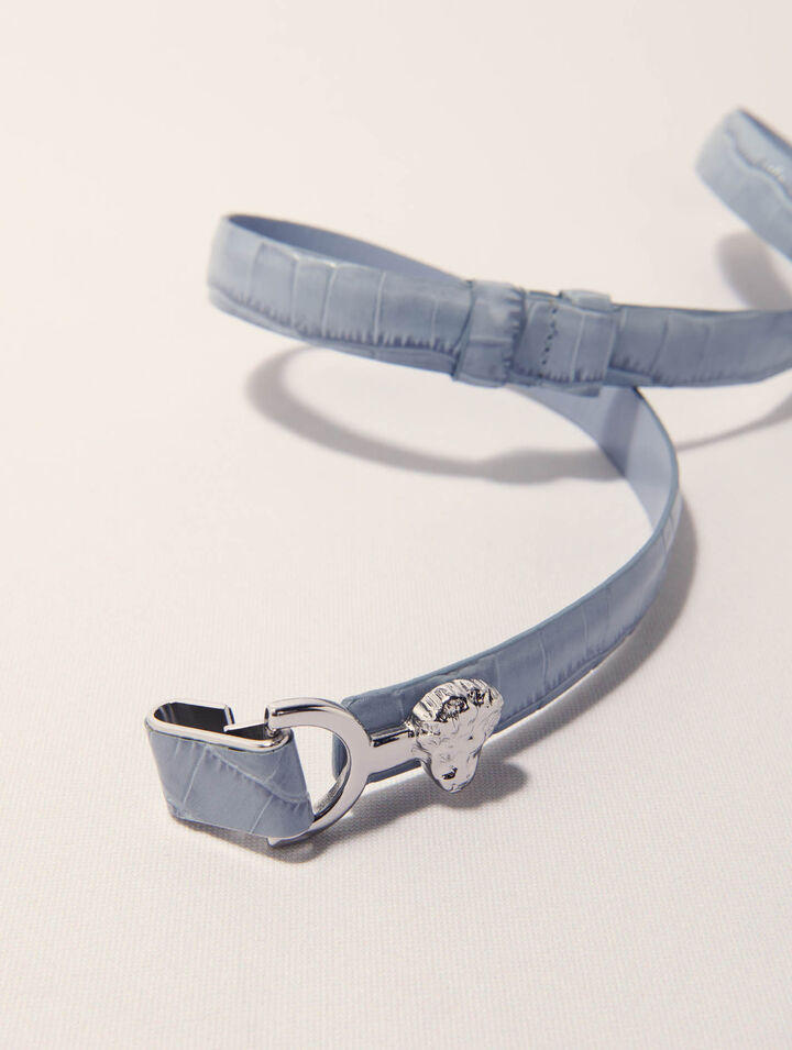 Ceinture fine en cuir à mors lion