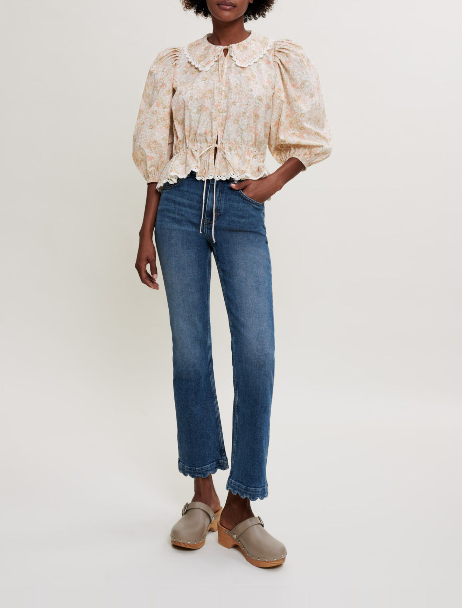 Small flower print cotton shirt