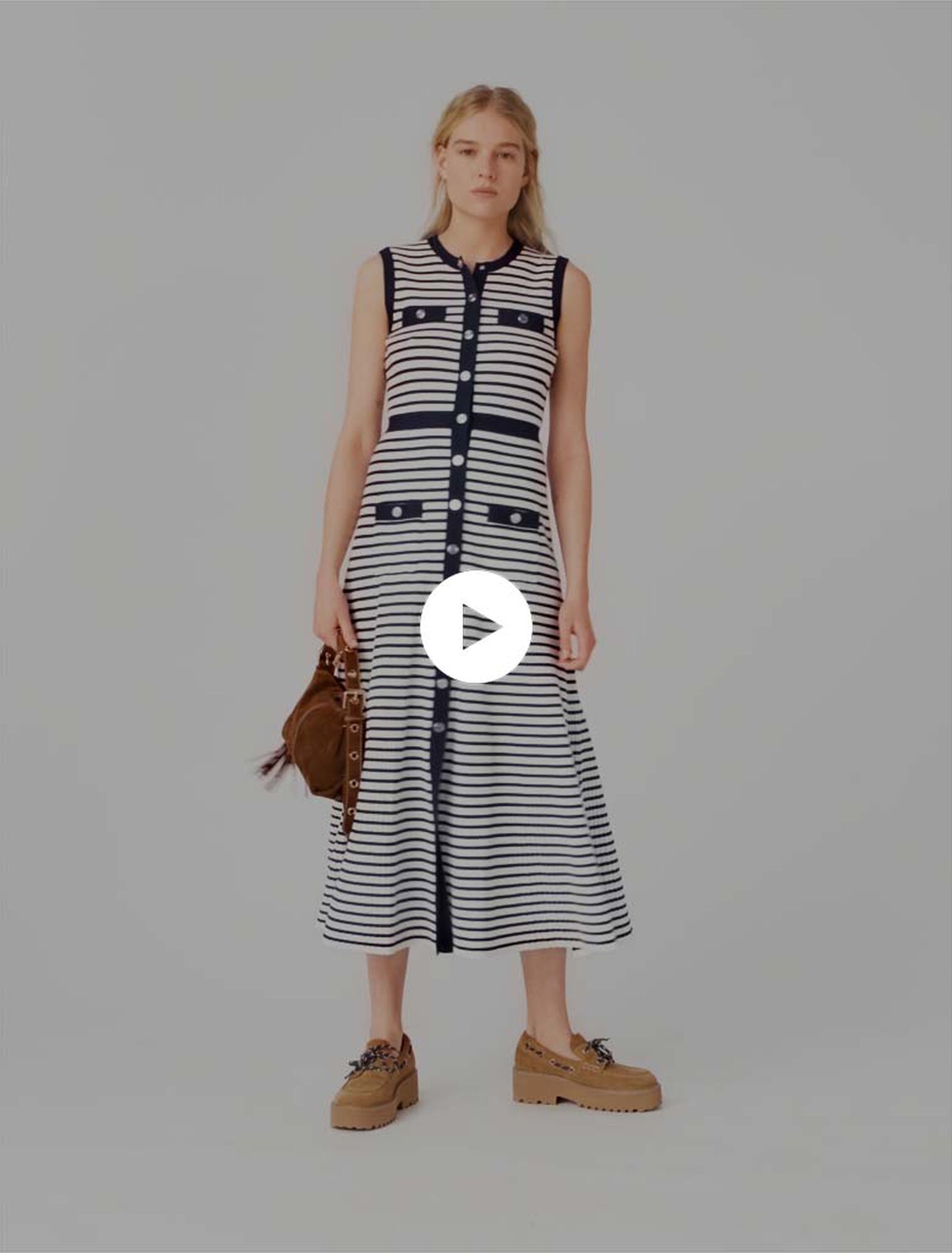 Robe longue en maille marini&egrave;re