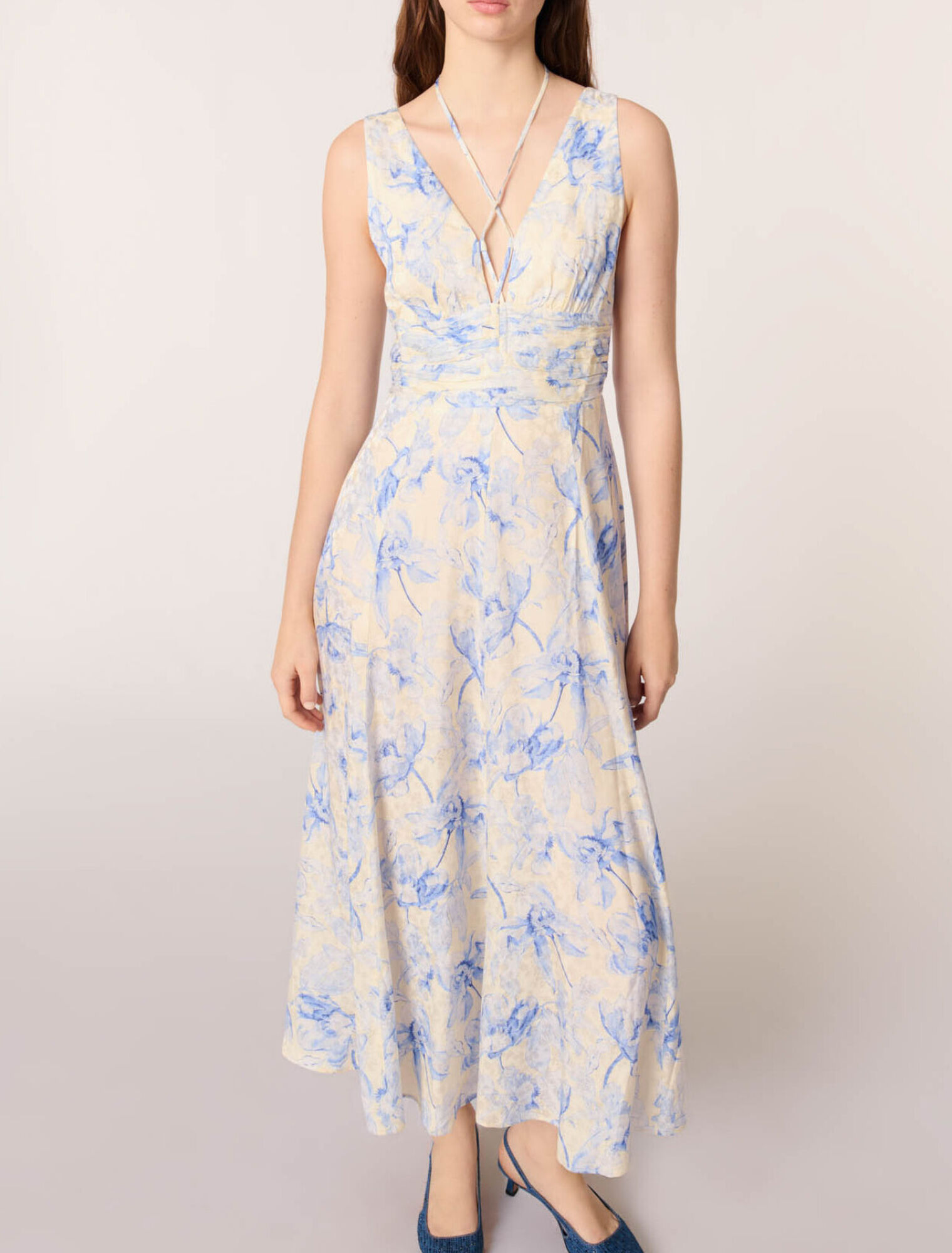 Patterned maxi dress with lacing
