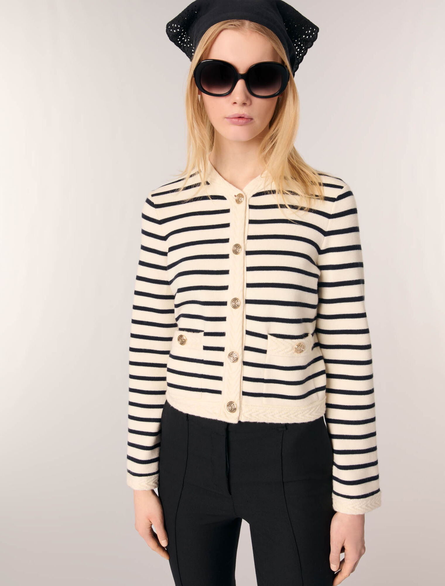 Cardigan en maille à rayures
